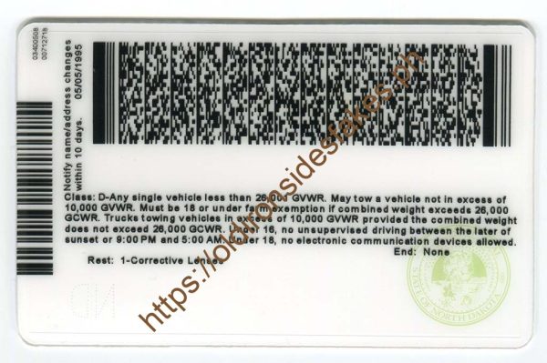 North Dakota Driver License(ND O21) - Image 2